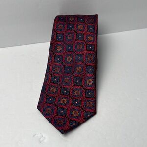 Julian Clothier 100% silk AOP Red Blue Gold Men’s Tie